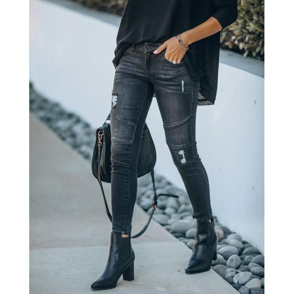 🔥HOST PICK🔥 CLEARANCE Justice Dark Gray Piped Frayed Skinny Jeans - Picture 3 of 7